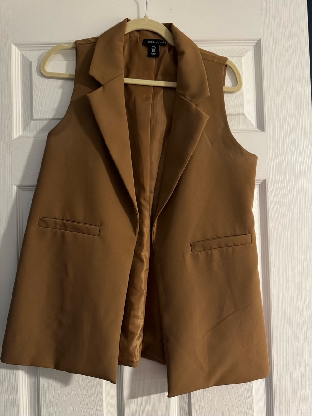 Sincerely Jules Sleeveless Blazer Vest - Camel Brown